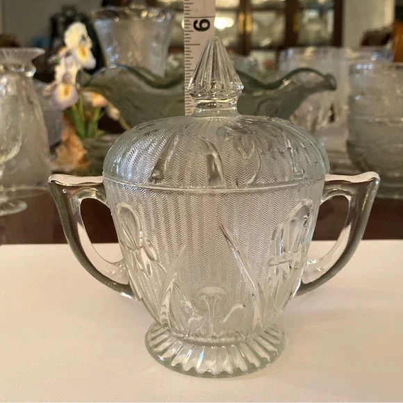 Iris & Herringbone Clear Covered Sugar and Creamer Set - Picture 7 of 15